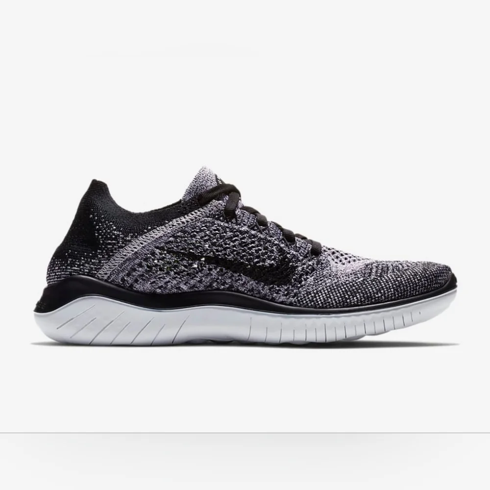 Nike Free Rn Flyknit 2018 White Black Running Shoes Men's 942838-101 Size 10 - Picture 2 of 12